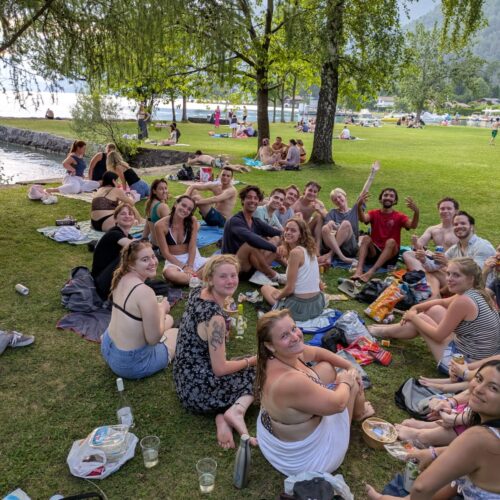 lake picnic sunset balmers