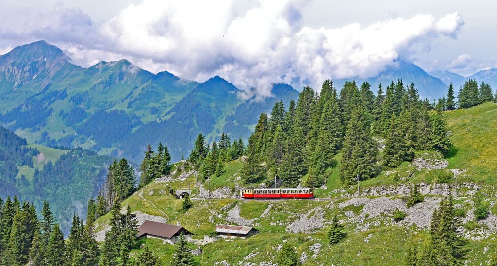 train scenic route interlaken relaxing day